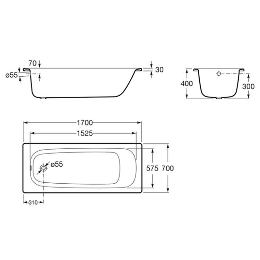 Roca Contesa 1500x700mm Single Ended Bath | 2360K0000