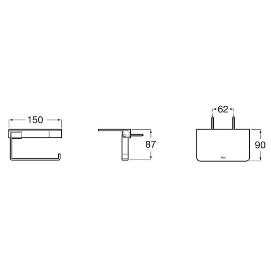 Roca Hotels Square Toilet Roll Holder with Shelf Chrome | A817612C00