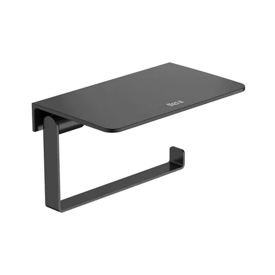 Roca Hotels Square Toilet Roll Holder with Shelf Matt Black | A817612C40