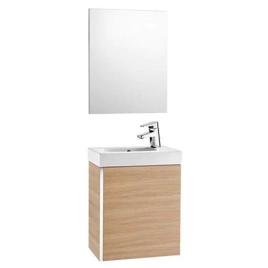 Roca Mini 450mm Vanity Unit with Basin & Mirror Textured Oak | A855865155