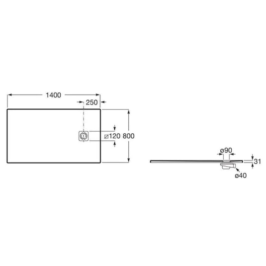Roca Terran-N Stonex 2.0 1400 x 800mm Rectangular Shower Tray White | APA0157832000100