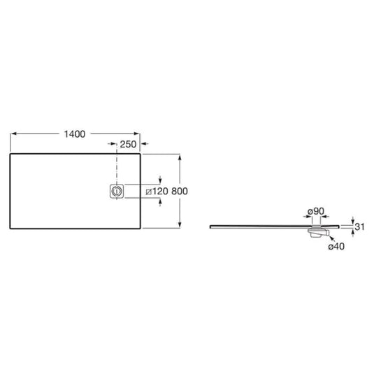 Roca Terran-N Stonex 2.0 1400 x 800mm Rectangular Shower Tray Slate | APA0157832000200