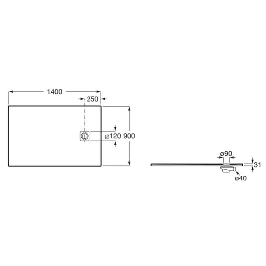 Roca Terran-N Stonex 2.0 1400 x 900mm Rectangular Shower Tray White | APA0157838400100