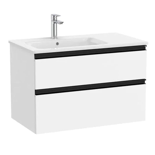Roca The Gap 800mm 2 Drawer Left Handed Vanity Unit Matt White | A857400509