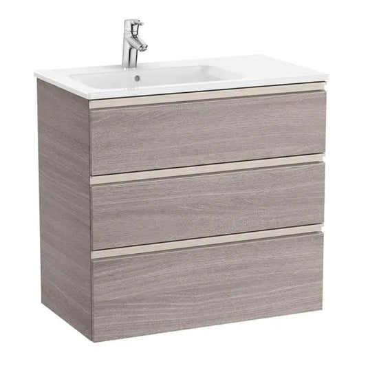 Roca The Gap 800mm 3 Drawer Left Handed Vanity Unit City Oak | A857407402