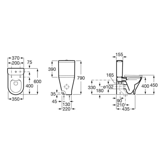 Roca The Gap Back to Wall Close Coupled Rimless WC Pan | A3420N7000