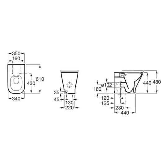 Roca The Gap Square Rimless Comfort Height Back to Wall WC Pan | A347479000