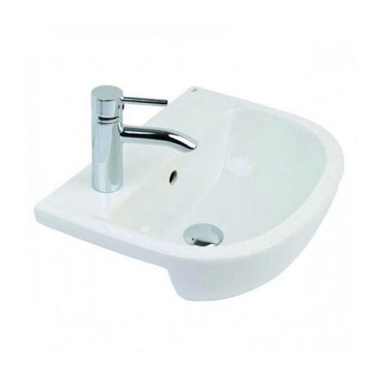 RAK Ceramics Compact 45cm Semi Recessed Basin - 1 Tap Hole Left Hand - Alpine White - CO0702AWHA - Envy Bathrooms Ltd