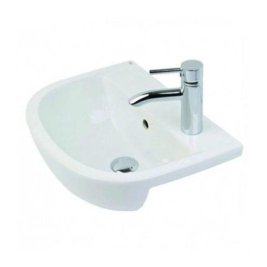 RAK Ceramics Compact 45cm Semi Recessed Basin - 1 Tap Hole Right Hand - Alpine White - CO2801AWHA - Envy Bathrooms Ltd
