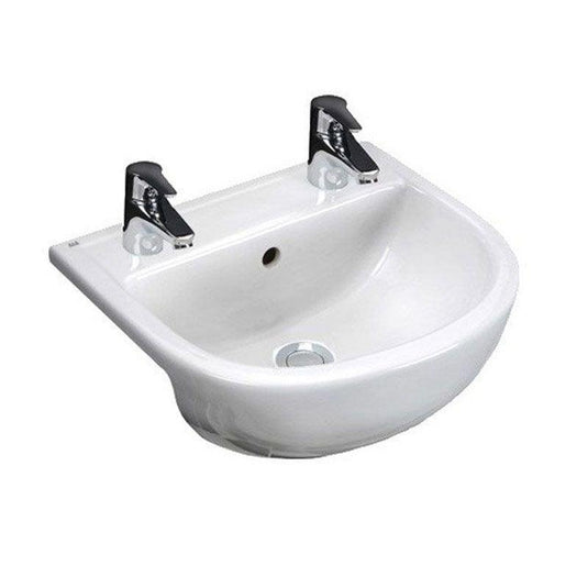 RAK Ceramics Compact 45cm Semi Recessed Basin - 2 Tap Holes - Alpine White - CO2901NCHAWHA - Envy Bathrooms Ltd