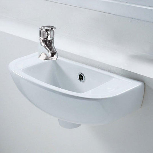 RAK Ceramics Compact 45cm Slimline Basin - 1 Tap Hole Left Hand - Alpine White - CO2301AWHA - Envy Bathrooms Ltd