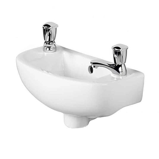 RAK Ceramics Compact 45cm Slimline Basin - 2 Tap Holes - Alpine White - CO2501NCHAWHA - Envy Bathrooms Ltd