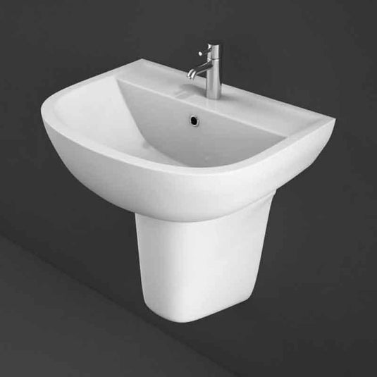 RAK Ceramics Compact 54.5cm Pedestal Basin - 1 Tap Hole - Alpine White - CO0801AWHA - Envy Bathrooms Ltd