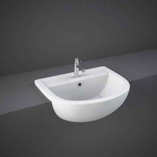 RAK Ceramics Compact 55cm Semi Recessed Basin - 1 Tap Hole - Alpine White - CO0901AWHA - Envy Bathrooms Ltd
