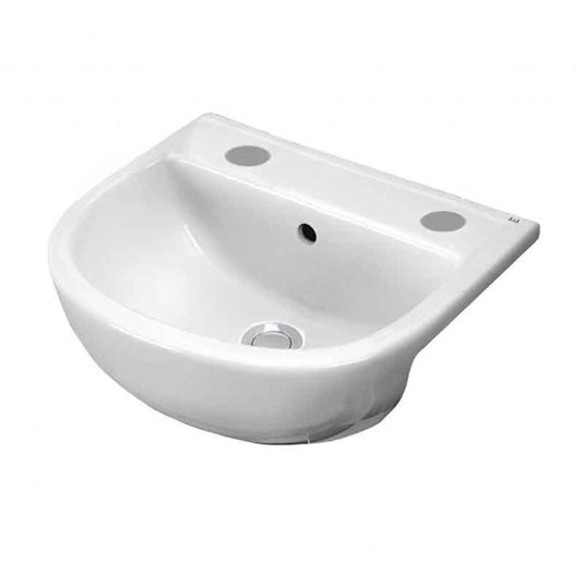 RAK Ceramics Compact 55cm Semi Recessed Basin - 2 Tap Holes - Alpine White - CO2201NCHAWHA - Envy Bathrooms Ltd