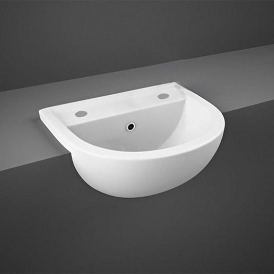 RAK Ceramics Compact 55cm Semi Recessed Basin - 2 Tap Holes - Alpine White - CO2201NCHAWHA - Envy Bathrooms Ltd