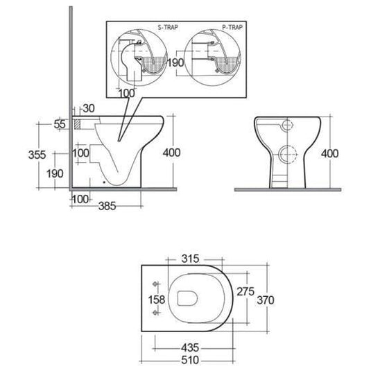RAK Ceramics Compact Back to Wall Toilet Pan - Gloss White - CO17AWHA - Envy Bathrooms Ltd