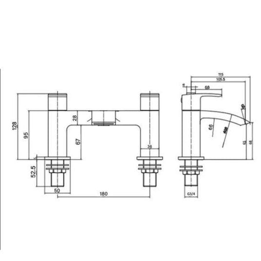 RAK Ceramics Curve Bath Filler - 2 TH - Black - RAKCRV3004B - Envy Bathrooms Ltd