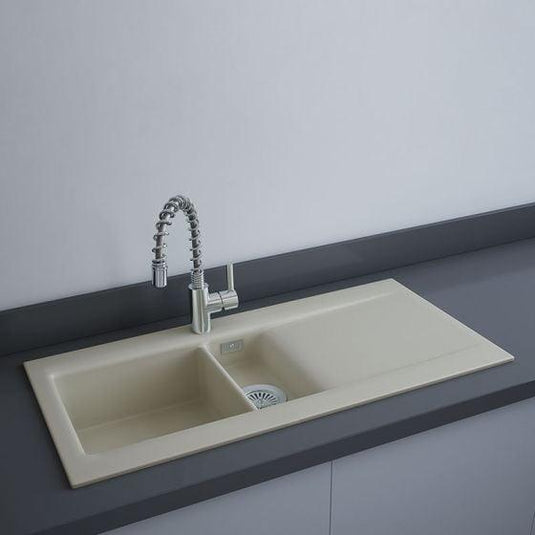 RAK Ceramics Dream 1 Slim 1.5 Bowl Kitchen Sink - Matt Greige - OC200NTSL505A - Envy Bathrooms Ltd