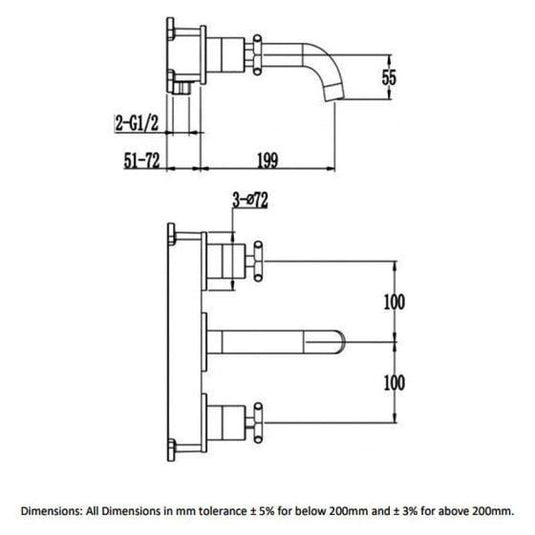 RAK Ceramics Ella 3 Hole Wall Mounted Basin Mixer - Chrome - RAKELL3010 - Envy Bathrooms Ltd