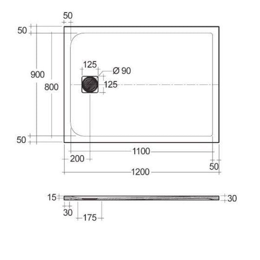 RAK Ceramics Feeling 1200 x 900mm Stone Effect Shower Tray with Anti-Slip - Black - RFST090120S504 - Envy Bathrooms Ltd