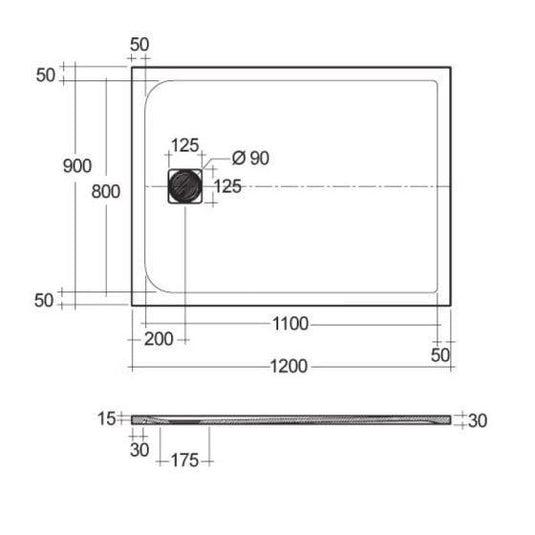 RAK Ceramics Feeling 1200 x 900mm Stone Effect Shower Tray with Anti-Slip - White - RFST090120S500 - Envy Bathrooms Ltd
