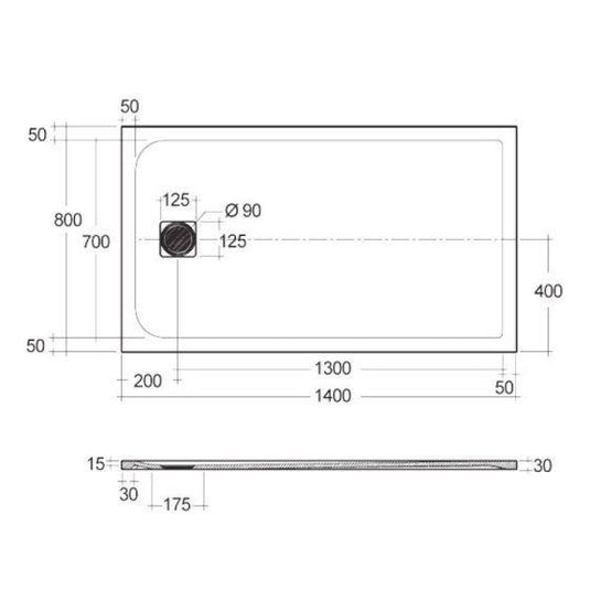 RAK Ceramics Feeling 1400 x 800mm Stone Effect Shower Tray with Anti-Slip - Greige - RFST080140S505 - Envy Bathrooms Ltd