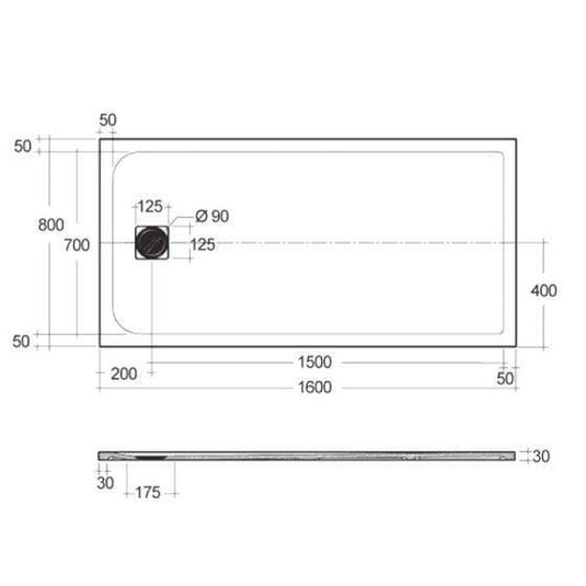 RAK Ceramics Feeling 1600 x 800mm Stone Effect Shower Tray with Anti-Slip - Cappuccino - RFST080160S514 - Envy Bathrooms Ltd