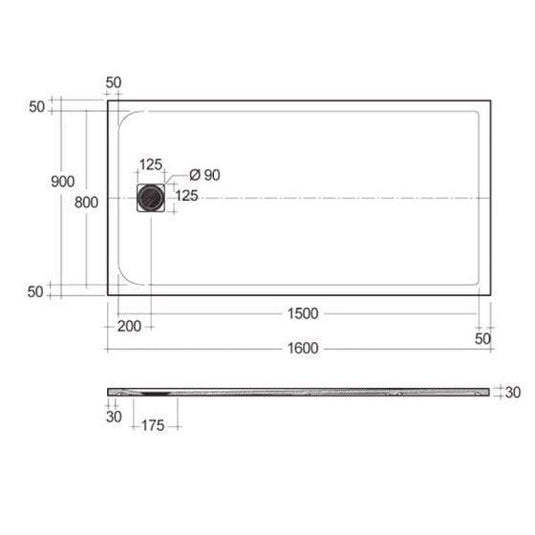 RAK Ceramics Feeling 1600 x 900mm Stone Effect Shower Tray with Anti-Slip - Black - RFST090160S504 - Envy Bathrooms Ltd