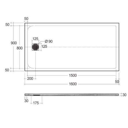 RAK Ceramics Feeling 1600 x 900mm Stone Effect Shower Tray with Anti-Slip - White - RFST090160S500 - Envy Bathrooms Ltd
