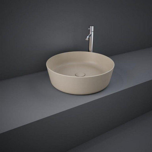 RAK Ceramics Feeling 42cm Round Slim Countertop Wash Basin - Matt Cappuccino - FEECT4200514A - Envy Bathrooms Ltd