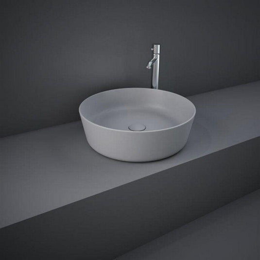 RAK Ceramics Feeling 42cm Round Slim Countertop Wash Basin - Matt Grey - FEECT4200503A - Envy Bathrooms Ltd