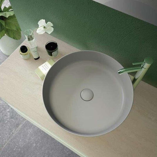 RAK Ceramics Feeling 42cm Round Slim Countertop Wash Basin - Matt Grey - FEECT4200503A - Envy Bathrooms Ltd