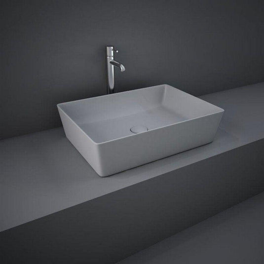 RAK Ceramics Feeling 50cm Rectangular Slim Countertop Wash Basin - Matt Grey - FEECT5000503A - Envy Bathrooms Ltd