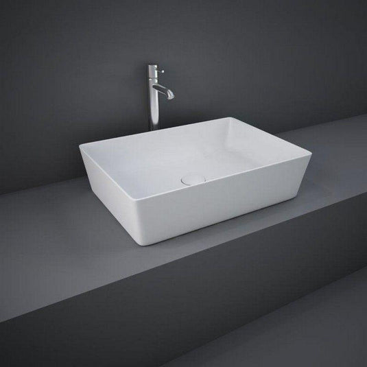 RAK Ceramics Feeling 50cm Rectangular Slim Countertop Wash Basin - Matt White - FEECT5000500A - Envy Bathrooms Ltd