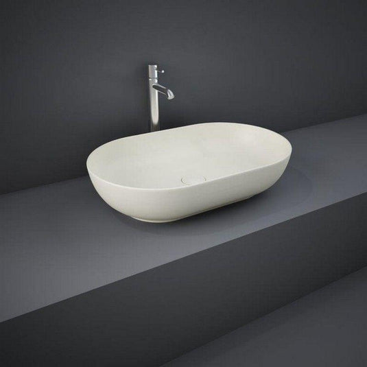 RAK Ceramics Feeling 55cm Oval Slim Countertop Wash Basin - Matt Greige - FEECT5500505A - Envy Bathrooms Ltd