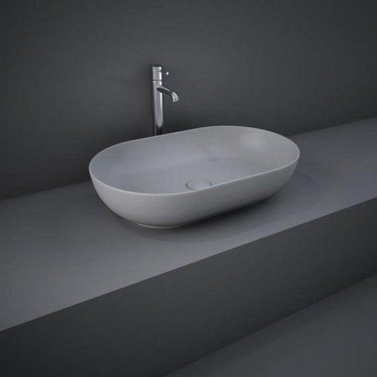 RAK Ceramics Feeling 55cm Oval Slim Countertop Wash Basin - Matt Grey - FEECT5500503A - Envy Bathrooms Ltd