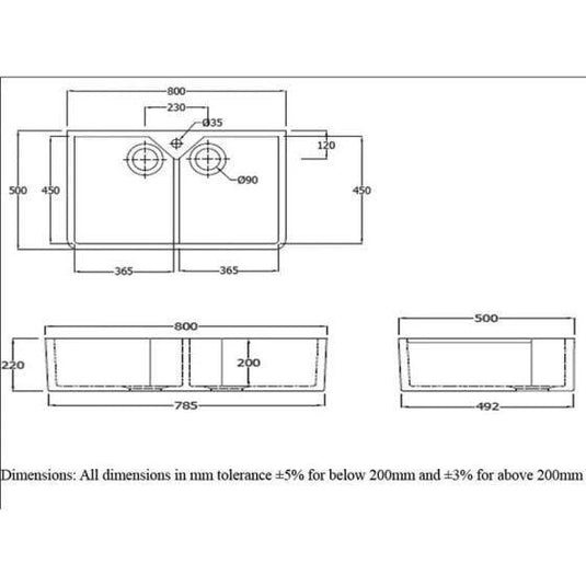 RAK Ceramics Gourmet Sink 10 - Double Bowl Kitchen Sink - OC124AWHA - Envy Bathrooms Ltd