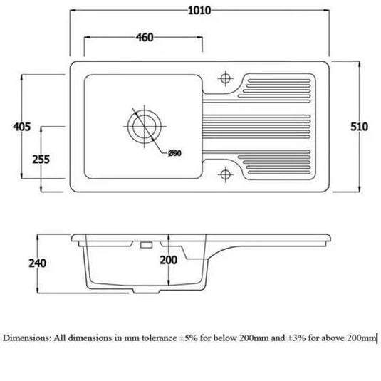 RAK Ceramics Gourmet Sink 4 - Single Bowl Kitchen Sink with Reversible Drainer - OC176AWHA - Envy Bathrooms Ltd
