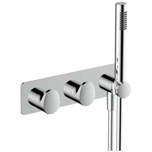 RAK Ceramics Horizontal Dual Outlet Thermostatic Concealed Shower Valve & Hand Shower - Chrome - RAKITA3305C - Envy Bathrooms Ltd