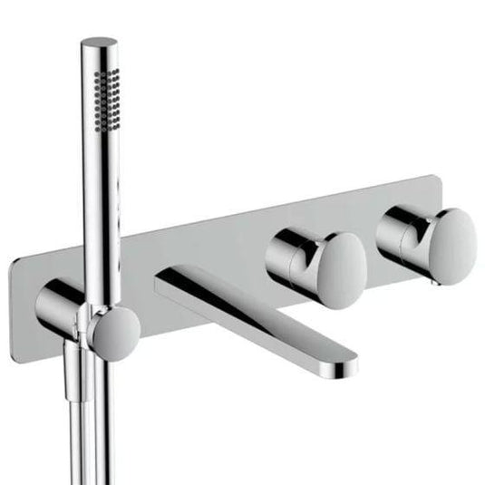 RAK Ceramics Horizontal Dual Outlet Thermostatic Concealed Shower Valve With Hand Shower & Bath Spout - Chrome - RAKITA3306C - Envy Bathrooms Ltd
