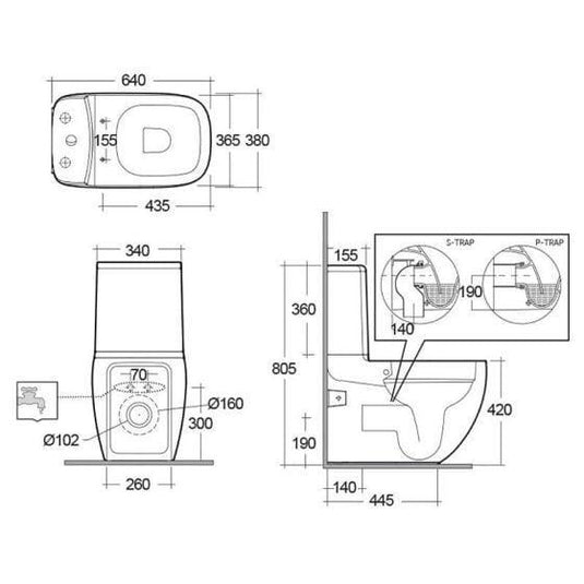 RAK Ceramics Illusion Rimless Close Coupled Toilet Pan - Alpine White - ILLWC1146AWHA - Envy Bathrooms Ltd