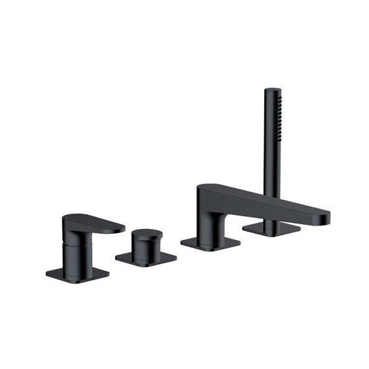 RAK Ceramics Ischia 4 Hole Deck Mounted Bath Shower Mixer - Matt Black - RAKISH3013B - Envy Bathrooms Ltd