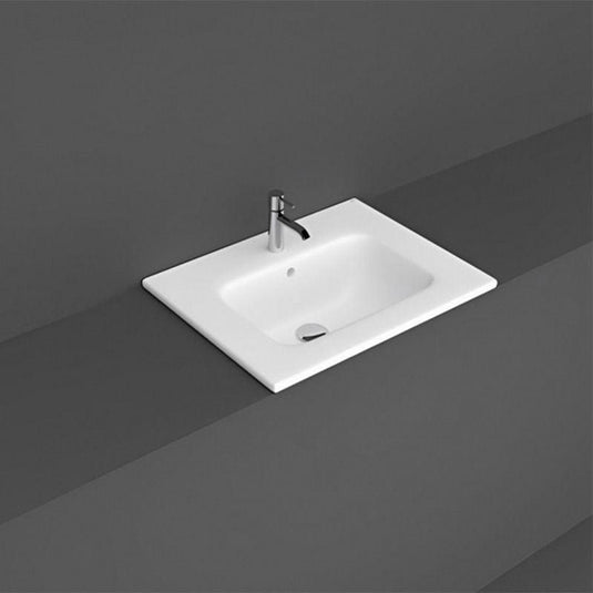 RAK Ceramics Joy Drop-In Washbasin 1 Tap Hole 60cm - Pure White - JOYDI06101WH - Envy Bathrooms Ltd