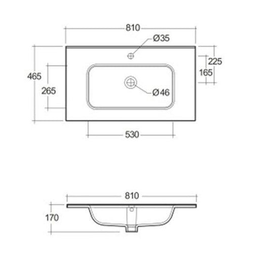 RAK Ceramics Joy Pure White Wash Basin 810 x 465mm - JOYDI08101WH - Envy Bathrooms Ltd