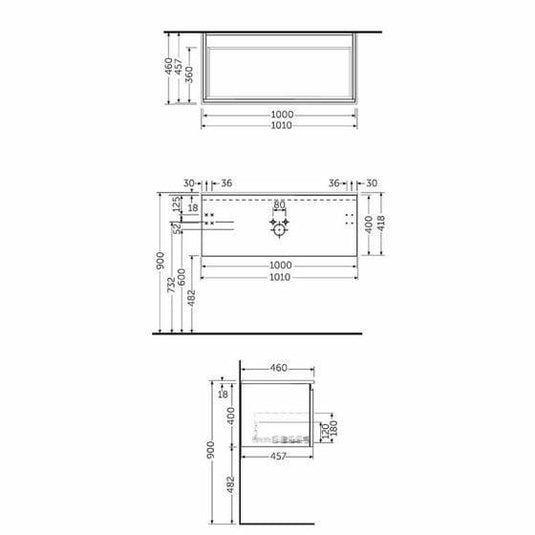 RAK Ceramics Joy Uno Wall Hung Vanity Unit 100cm - Moka Walnut - UNOWH100MOK - Envy Bathrooms Ltd