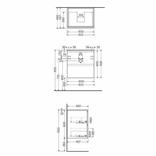 RAK Ceramics Joy Wall Hung Vanity Unit 60cm - Scandinavian Oak - JOYWH060SOK - Envy Bathrooms Ltd