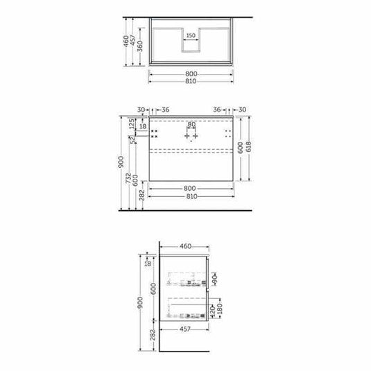 RAK Ceramics Joy Wall Hung Vanity Unit 80cm - Scandinavian Oak - JOYWH080SOK - Envy Bathrooms Ltd