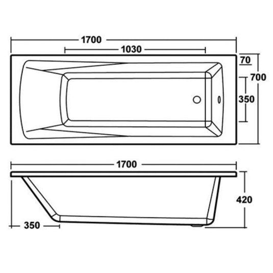 RAK Ceramics Karla Single Ended Rectangular Bath 1700 x 700mm - KABATH/WL - Envy Bathrooms Ltd