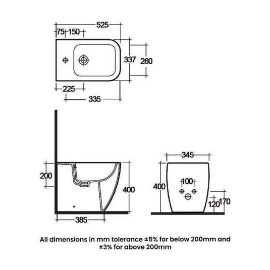 RAK Ceramics Metropolitan Back to Wall Bidet - Alpine White - MP18AWHA - Envy Bathrooms Ltd